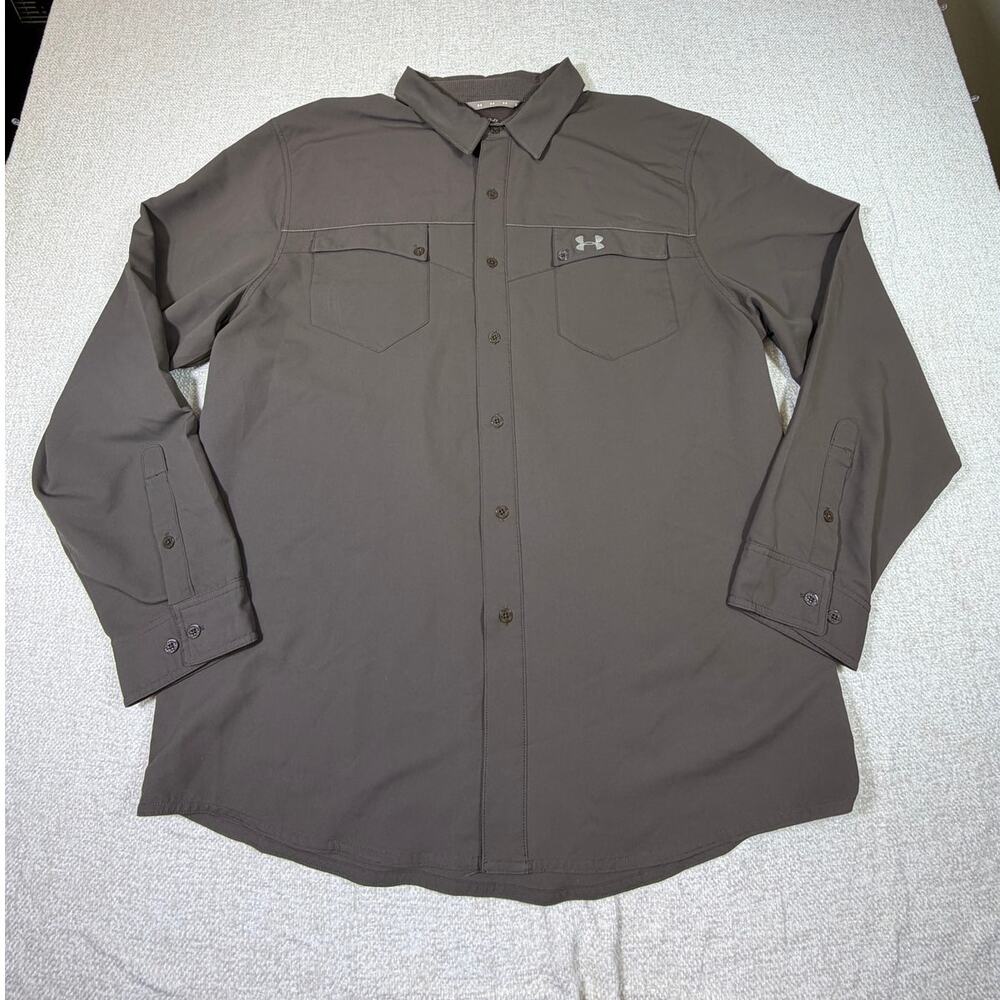 Under Armour Men's XL Brown All Season Gear Long Sleeve Snap Performance Shirt